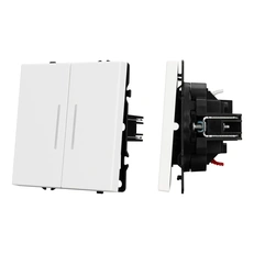 Изображение Выключатель 2-клавишный с подсветкой Arlight NOBE, белый кварц soft-touch 054239(1)