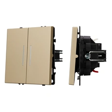 Изображение Выключатель 2-клавишный с подсветкой Arlight NOBE, золотой песок soft-touch 054265(1)