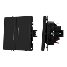 Изображение Выключатель 2-клавишный с подсветкой Arlight NOBE, черный оникс soft-touch 054264(1)